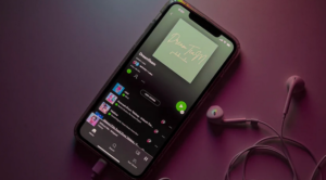 phone with music playlist